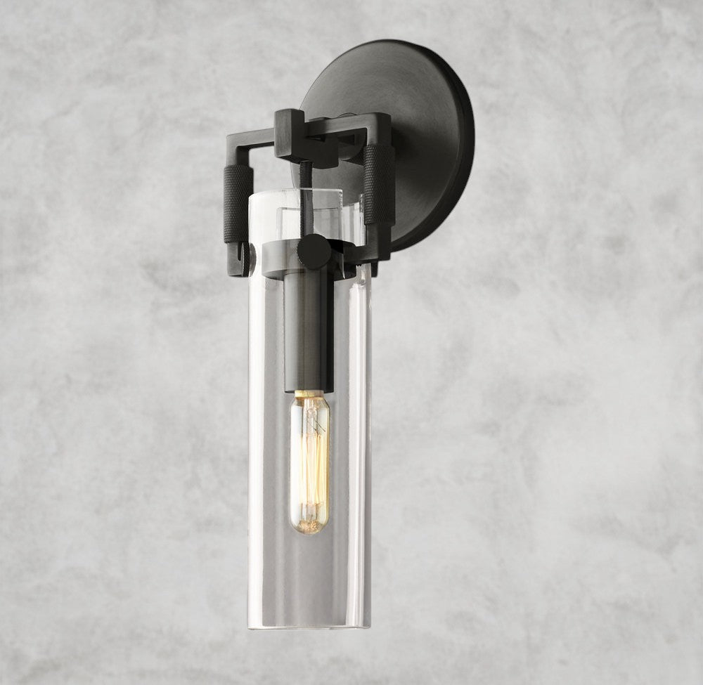 Machinist Glass Cylinder Sconce 9", 12", 16"